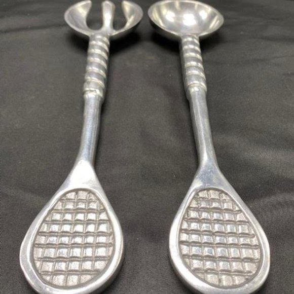 Set of Salad Servers with a Tennis Theme Handles, 13" - Picture 2 of 5